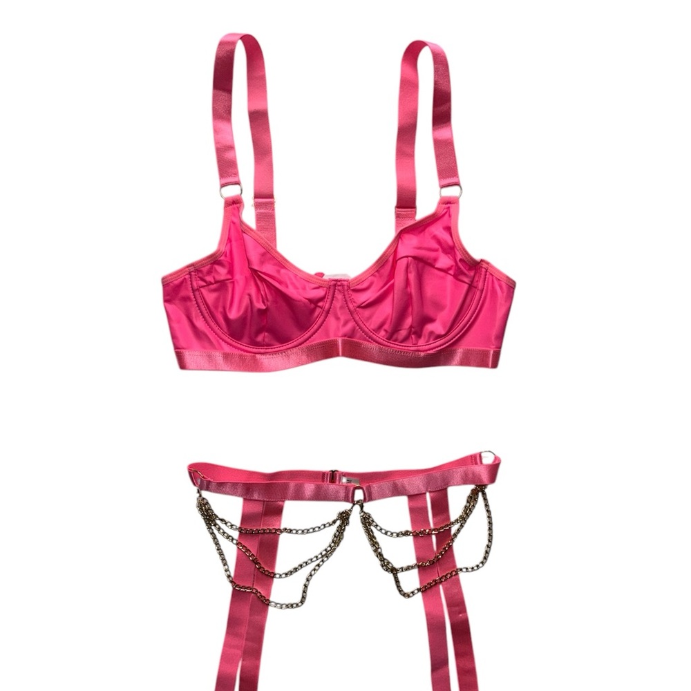 NWT Avidlove - Faux Leather Bra and Panty Set (5 pieces) - Picture 4 of 11